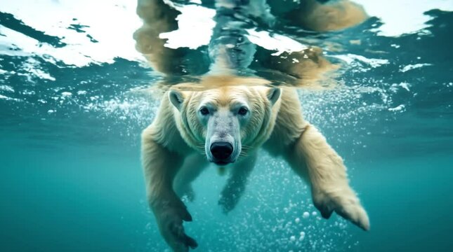 Oso polar bajo el agua 