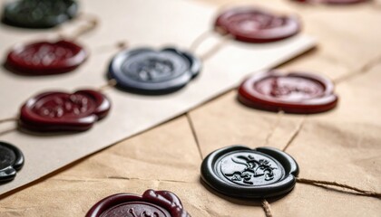 Closeup Wax Seals On Vintage Envelopes