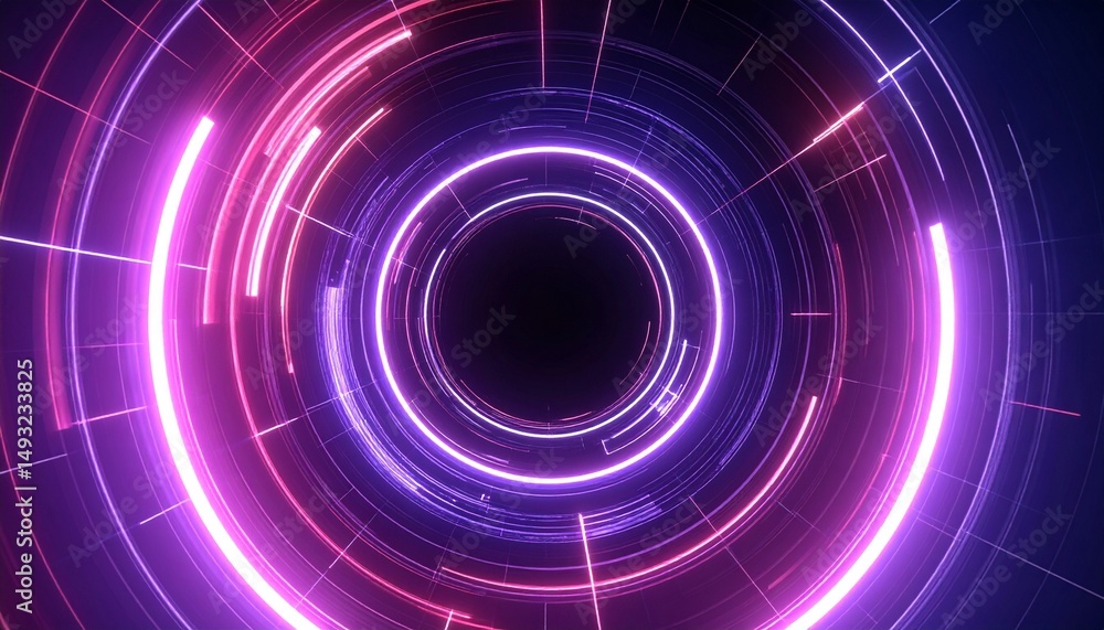 Aufkleber futuristic neon lights form a circular tunnel, creating a sense of depth and movement. the vibrant c