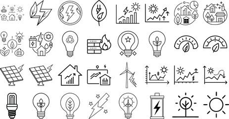 set of Energy Sources icon ,energy, sustainability, and environmental themes