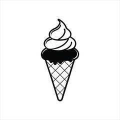 silhouette ice cream on white background