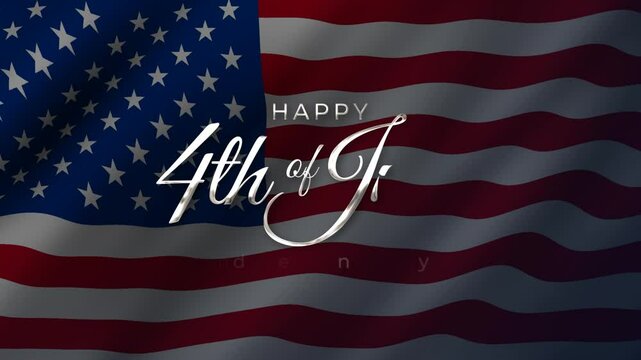 Happy 4th of July animation with waving USA flag background, Happy Independence Day united states of america