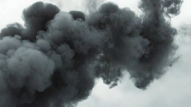 Smoke Plume: A swirling, ominous cloud of thick, black smoke billowing against a muted sky, conveying a sense of impending environmental hazard and the destructive power of unchecked pollution.