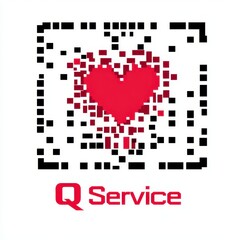 Pixelated Red Heart in Black Frame on White Background