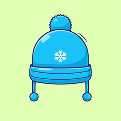 Illustration cartoon vector of Comfortable warm hat for winter season or cold season with flat design concept