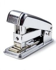 Sleek chrome stapler, a timeless design for modern desks. Perfect for adding a touch of vintage style to any workspace.