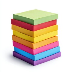 A vibrant stack of colorful sticky notes, ready for your ideas.  Perfect for organization and creativity.