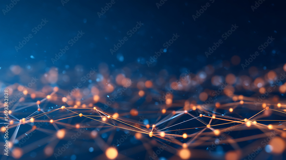 Aufkleber abstract digital network connections forming geometric patterns on a dark blue background. conceptua