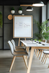 modern seminar with digital whiteboard and visual aids