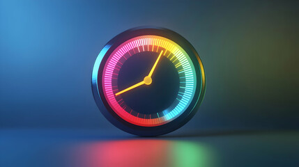 Colorful Modern Clock with Gradient Lighting in a Dark Environment