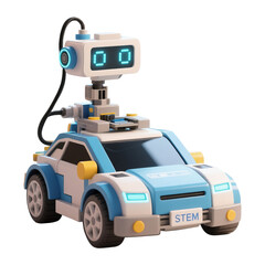 Cute Cartoon Robot Car STEM Toy 3D Render