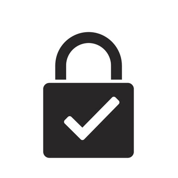 Padlock Checkmark Icon: Secure Digital Transactions and Verified Data Protection