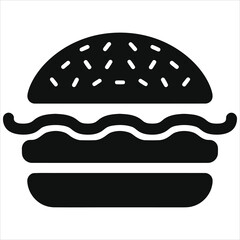 Simple black and white hamburger vector silhouette/A clean, stylized vector icon of a hamburger.