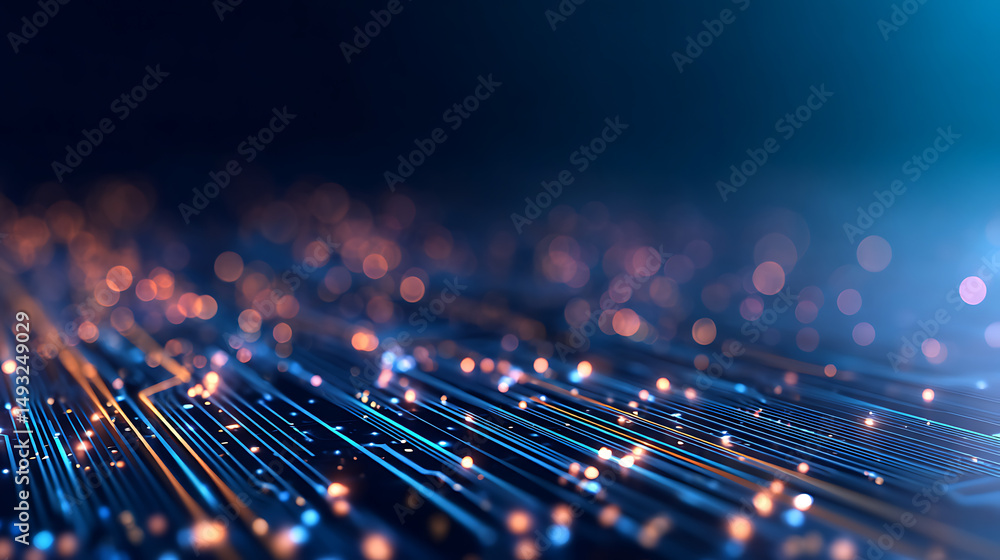 Aufkleber glowing blue circuit lines forming digital pattern on dark background concept for futuristic technol
