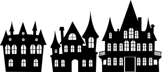 set of house silhouette on white background, vector
