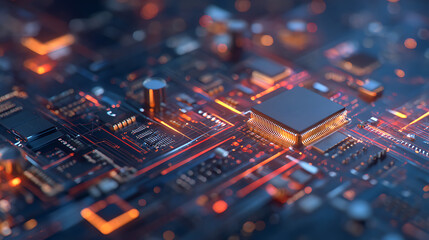 Futuristic Circuit Board Illustration on Dark Background. 3D Rendering 57576672 3