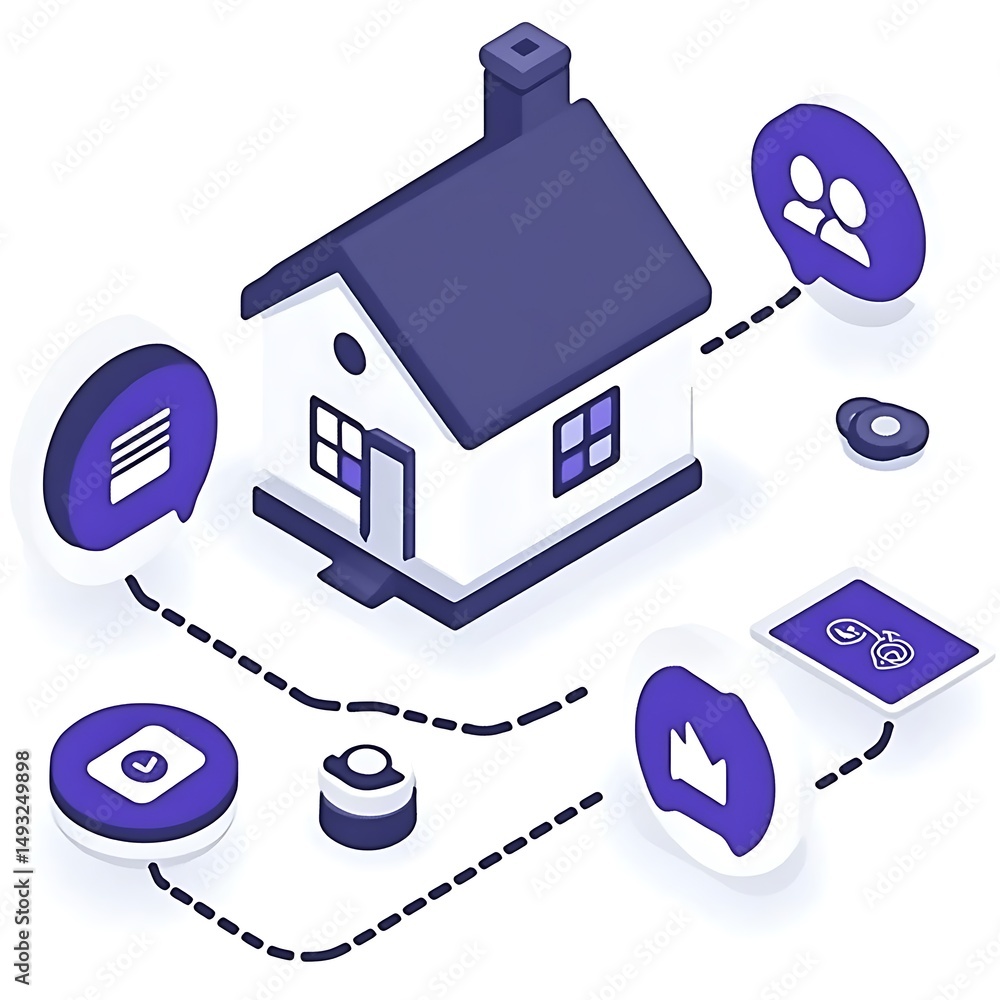 Aufkleber digital home network concept with communication and security elements