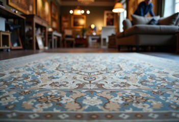 Elegant patterned rug in a stylish living room setting