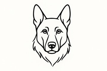 German Shepherd dog face tattoo in clean line art style, front view black and white minimalist illustration for tattoo, logo or stencil
