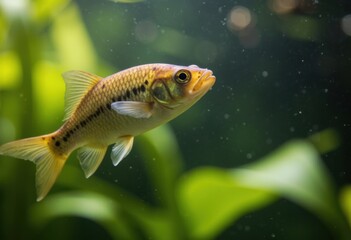 Fototapeta premium A vibrant fish swimming gracefully in a lush aquatic environment