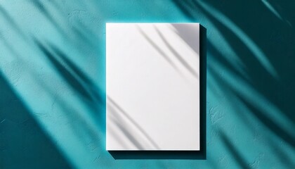 A4 Mockup - Invitation, Letterhead, Letter, Contract, Greetings Card or Menu, Template for Wedding, Birthday, Party, Christmas, Thanksgiving and New Year with Turquoise Background