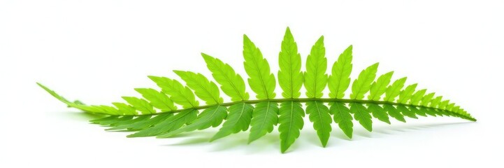 Single green fern isolated on white background, botanicals, isolated