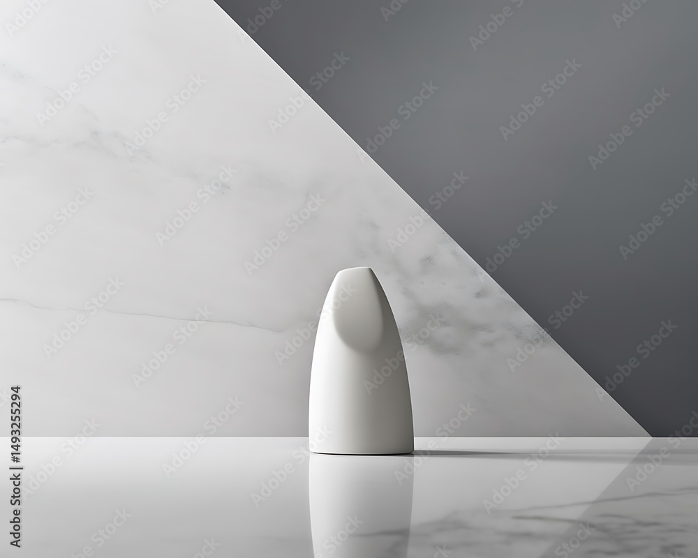 Poster minimalist vase on a smooth surface with geometric background