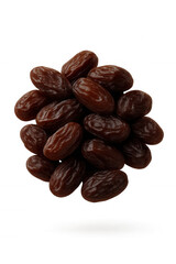 Obraz premium Cluster of plump, glossy dates with a rich brown color, showcasing their natural texture and smooth surface on transparent background.