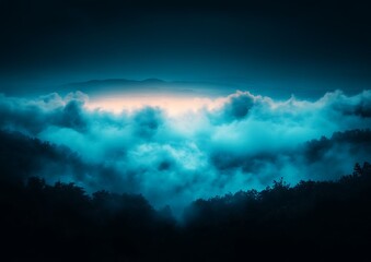 Fototapeta premium Misty mountain peak at dawn