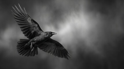 Naklejka premium Majestic Raven in Flight