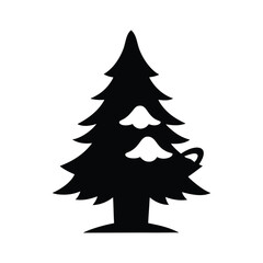 Snowy Pine Tree Mug Vector Silhouette
