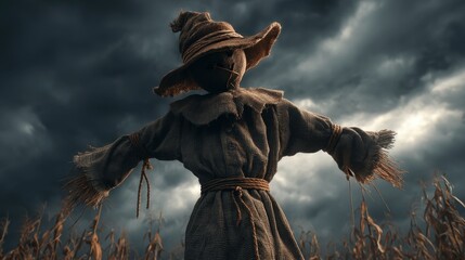 Fototapeta premium Scarecrow in Dark Weather