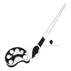 Continuous line. Paint icons paint brush sign and symbol. paint roller icon vector