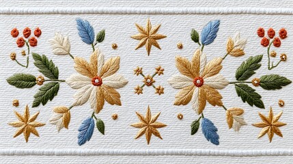 Vintage Watercolor Floral Pattern with Ivory and Gold Accents on Carpet Background