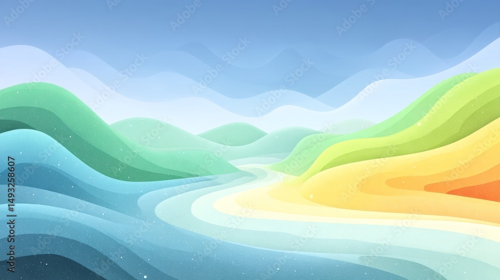 Poster minimalist summer background with soft white to light grey gradient and subtle pastel blue, green, a