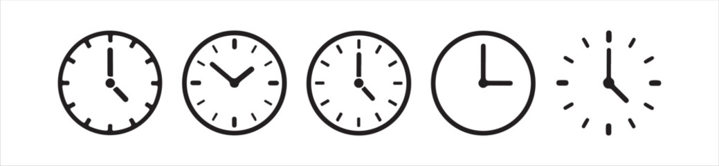 Time and Clock line icon set. Included Clock, Stopwatch, Timer vector icon collection,  watch icon, black clock sign collection, Victor illustration Eps 10.
