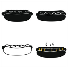 Fast food set/Vector Silhouette of a Set of Hot Dog..