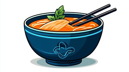 Pixel Art Ramen Noodles in Blue Bowl