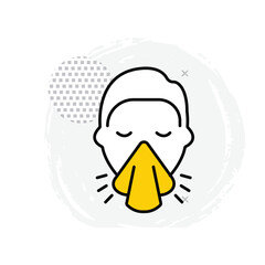 Sneezing Vector Icon Illustrating Common Cold Symptoms