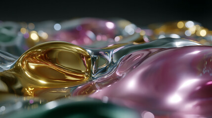 Extreme close-up of a mercury-like liquid surface