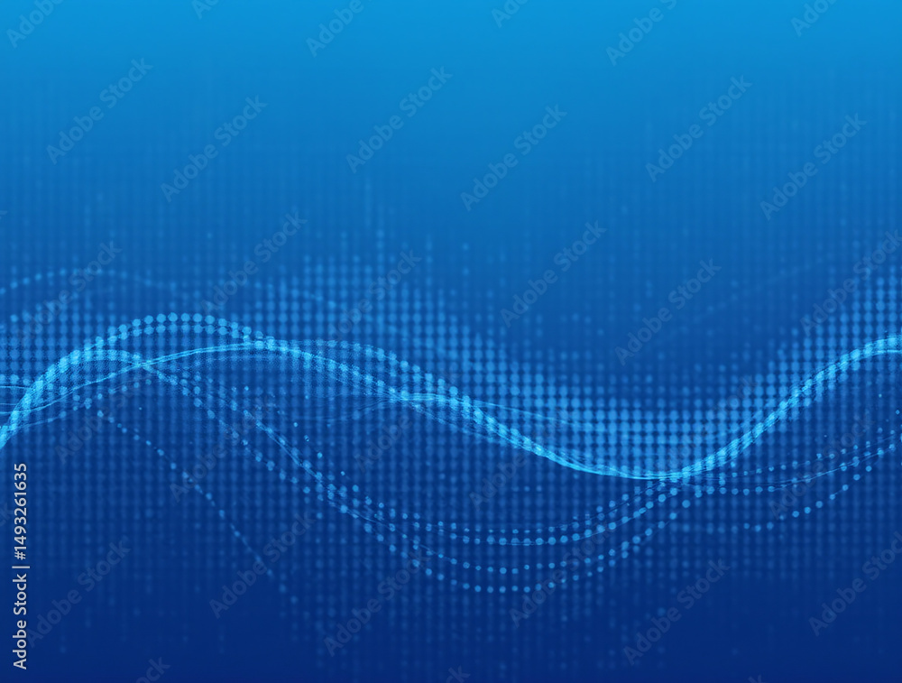 Poster vector illustration abstract technology with molecule, flowing dot particle wave flow line, wirefram