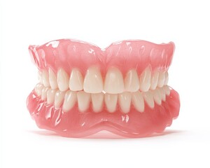 Obraz premium Full set of realistic dentures, showcasing natural-looking teeth and gumline.