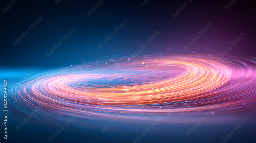 Poster abstract colorful swirl of light trails on dark background. ai generative. 31496511 2