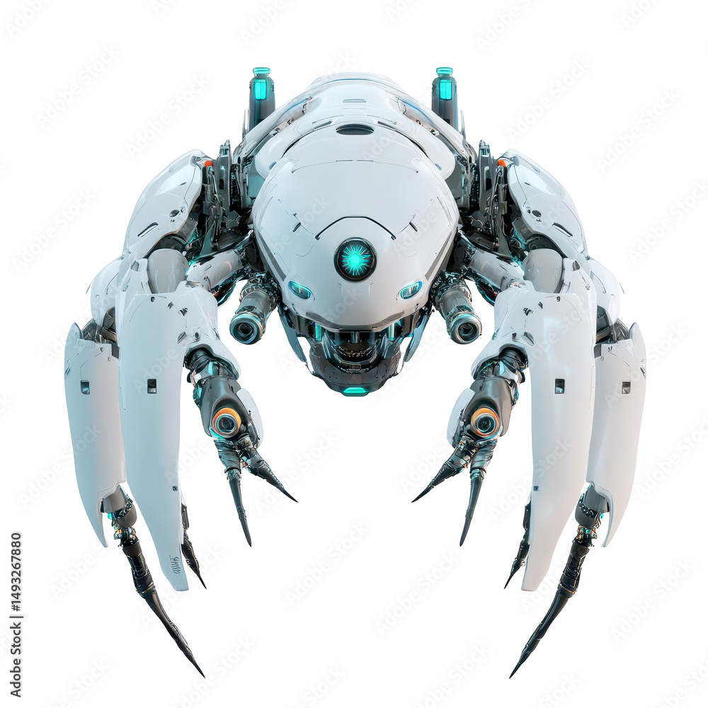 Poster abstract futuristic robot, futuristic robot illustration featuring geometric shapes and luminous acc