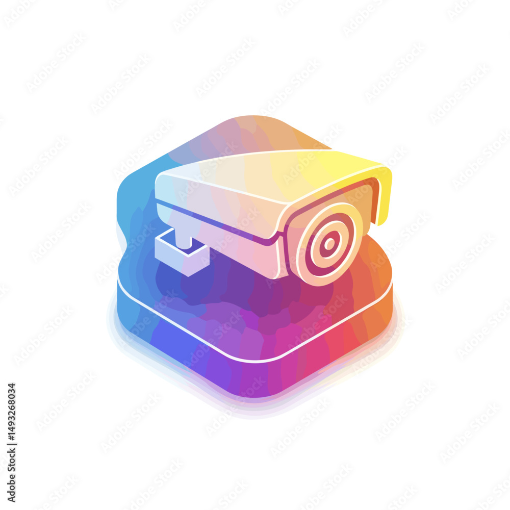 Poster security camera icon in modern gradient style on colorful background