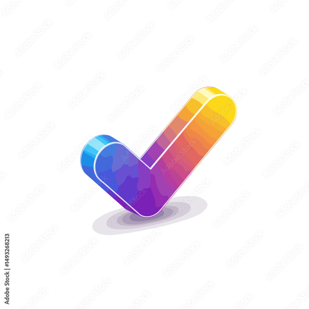 Poster colorful 3d check mark icon with gradient effect on white background