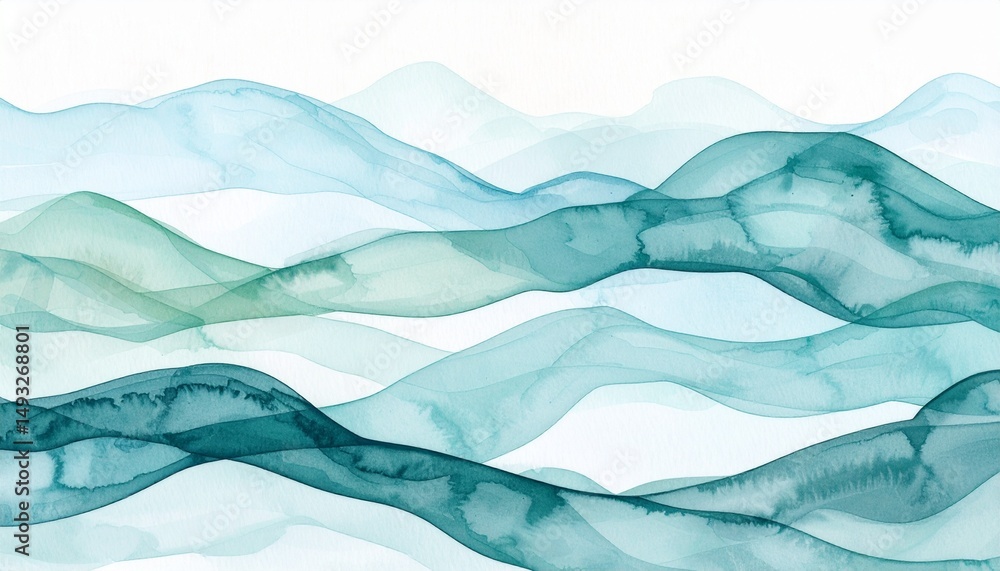 Poster abstract background topographic lines depth concept. watercolor illustration of undulating waves in 