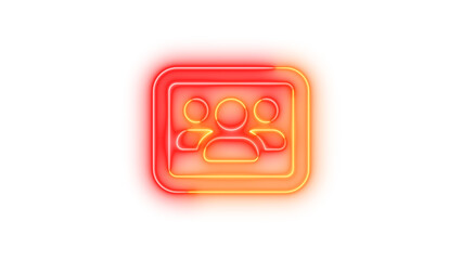 Neon users rectangle icon glowing with transparent background