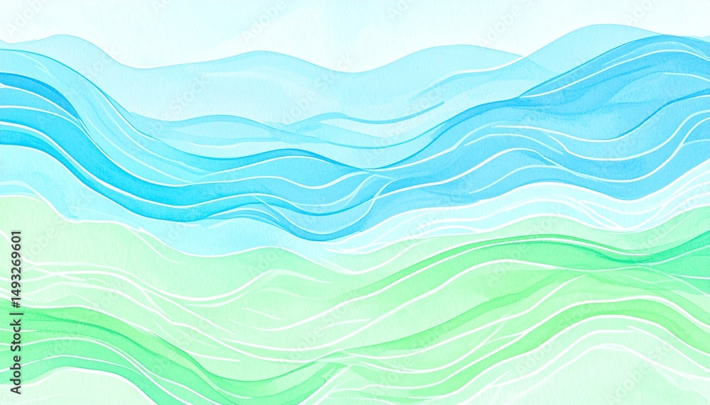 Aufkleber abstract background topographic lines depth concept. abstract waves in blue and green tones with flo