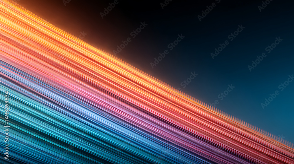 Aufkleber a dynamic abstract image with multicolored diagonal lines on a dark background, embodying energy and